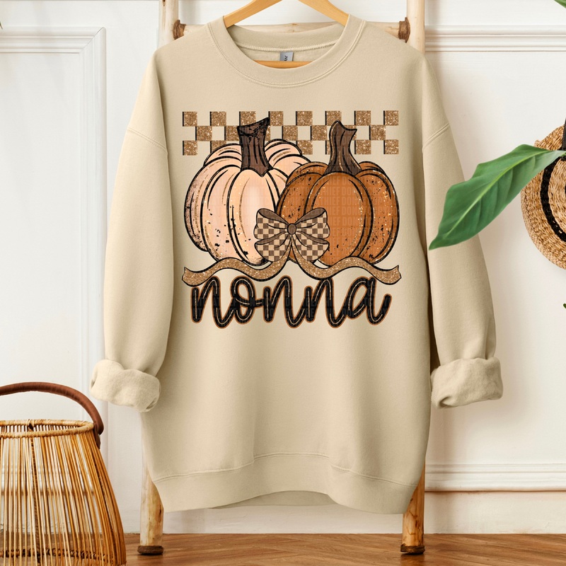 NONNA FALL CHECKERED GLITTER PUMPKIN