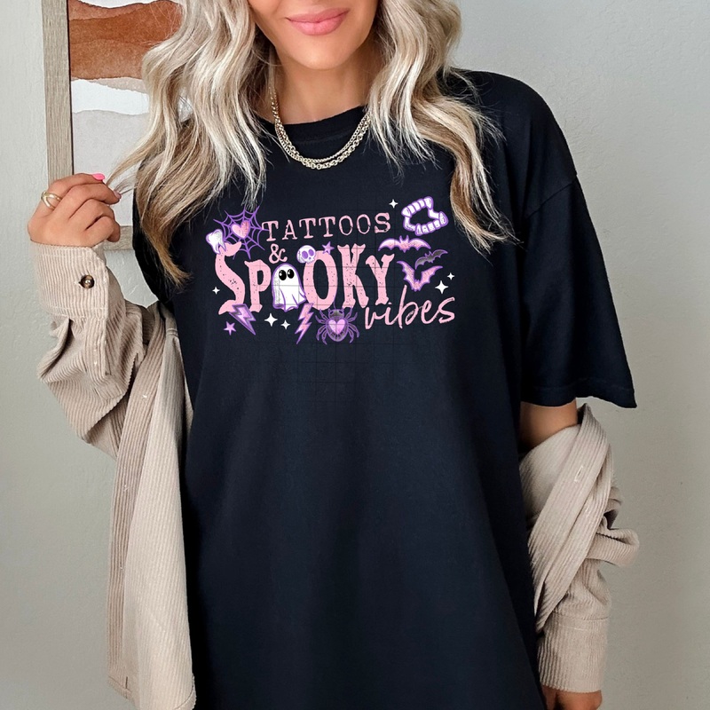 TATTOOS AND SPOOKY VIBES|Pocket 4″|Infant 6″|Toddler 7″|Youth 8.5″|Adult 11″|Adult 12″