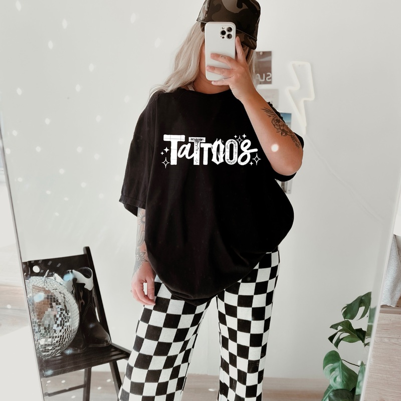 TATTOOS SINGLE COLOR WHITE|Pocket 4″|Infant 6″|Toddler 7″|Youth 8.5″|Adult 11″|Adult 12″