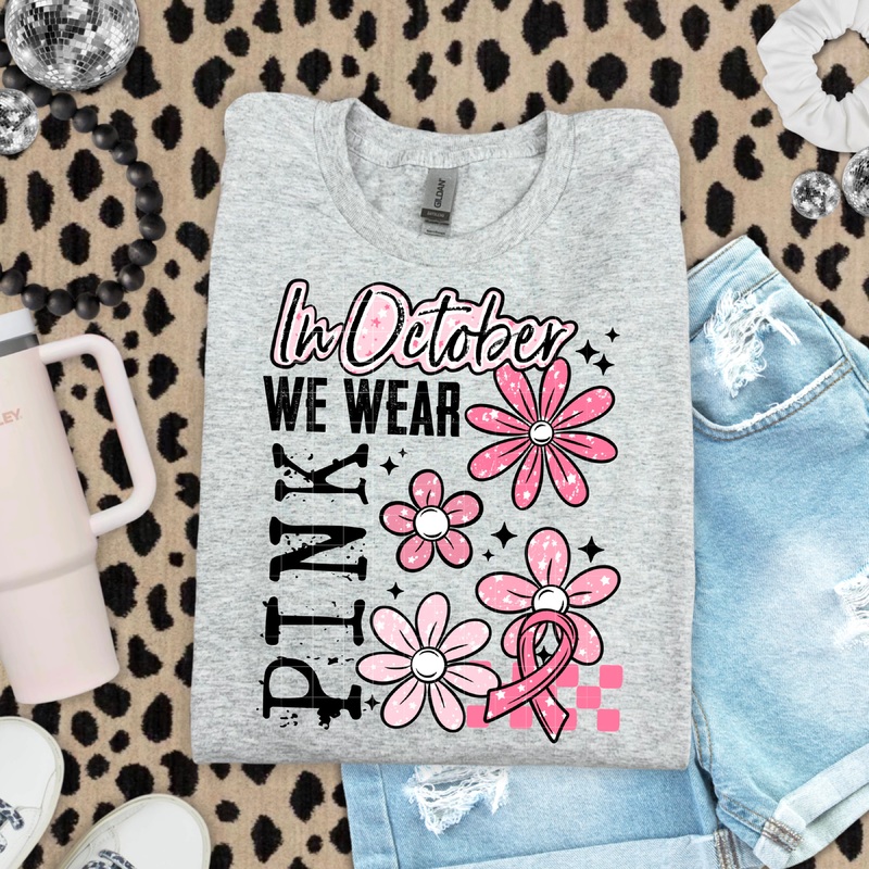 WE WEAR PINK OCTOBER|Pocket 4″|Infant 6″|Toddler 7″|Youth 8.5″|Adult 11″|Adult 12″