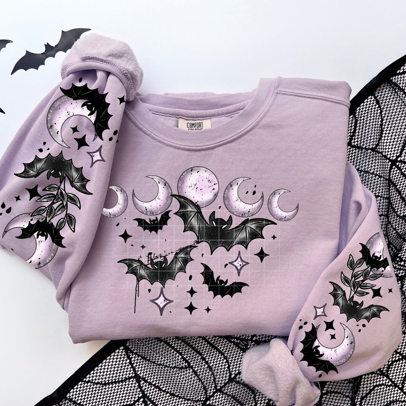 BATS AND MOONS|Pocket 4″|Infant 6″|Toddler 7″|Youth 8.5″|Adult 11″|Adult 12″