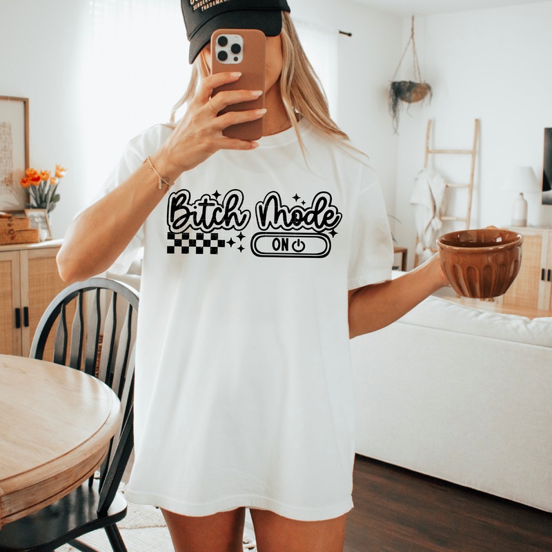 BITCH MODE SINGLE COLOR BLACK|Pocket 4″|Infant 6″|Toddler 7″|Youth 8.5″|Adult 11″|Adult 12″