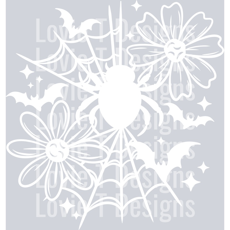 SPIDER WEB AND FLOWERS SINGLE COLOR 1