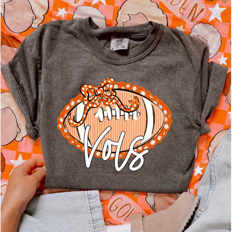 VOLS ORANGE FOOTBALL AND DOTTED BOW