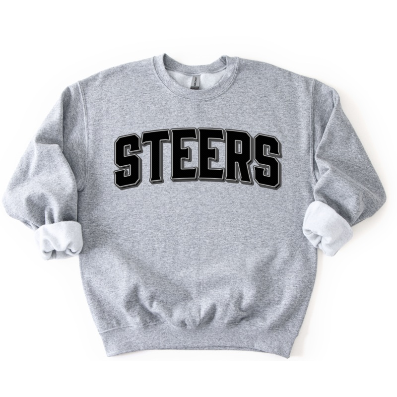 VINTAGE MASCOT STEERS BLACK|Pocket 4″|Infant 6″|Toddler 7″|Youth 8.5″|Adult 11″|Adult 12″|Oversized 15″ MAX