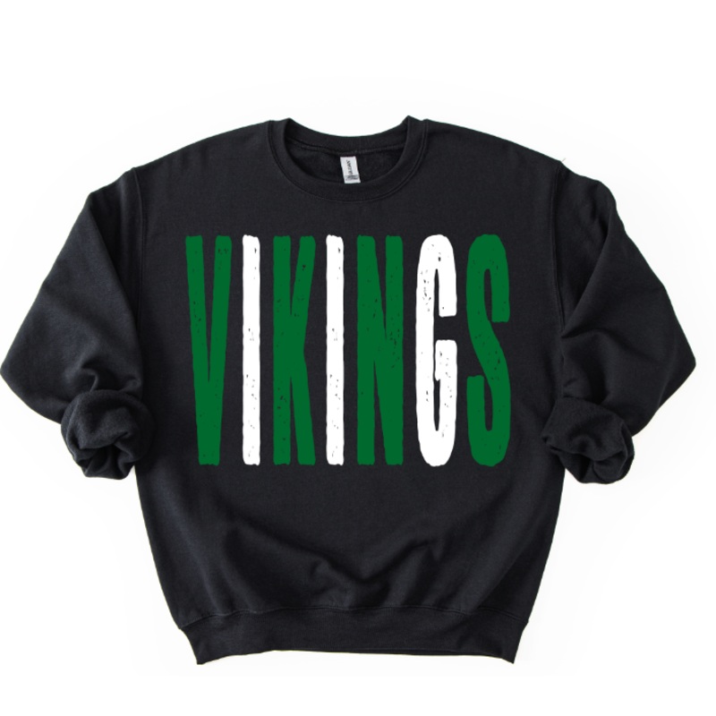 VIKINGS GREEN AND WHITE GRUNGE MASCOT – REGULAR SIZES SB