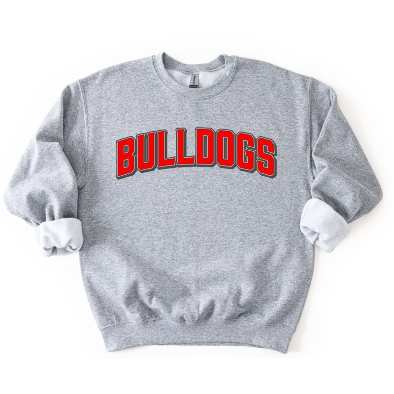 VINTAGE MASCOT BULLDOGS RED|Pocket 4″|Infant 6″|Toddler 7″|Youth 8.5″|Adult 11″|Adult 12″|Oversized 15″ MAX