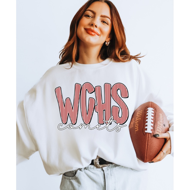 WCHS COMETS MAROON SEERSUCKER|Pocket 4″|Infant 6″|Toddler 7″|Youth 8.5″|Adult 11″|Adult 12″|Oversized 15″ MAX