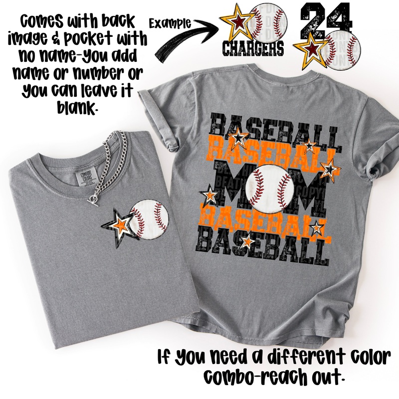 BASEBALL MOM ORANGE BLACK|Pocket 4″(4.00in x 3.99in)|Infant 6″(6.00in x 5.99in)|Toddler 7″(7.00in x 6.98in)|Youth 8.5″(8.50in x 8.48in)|Adult 11″(11.00in x 10.98in)|Adult 12″(12.00in x 11.97in)