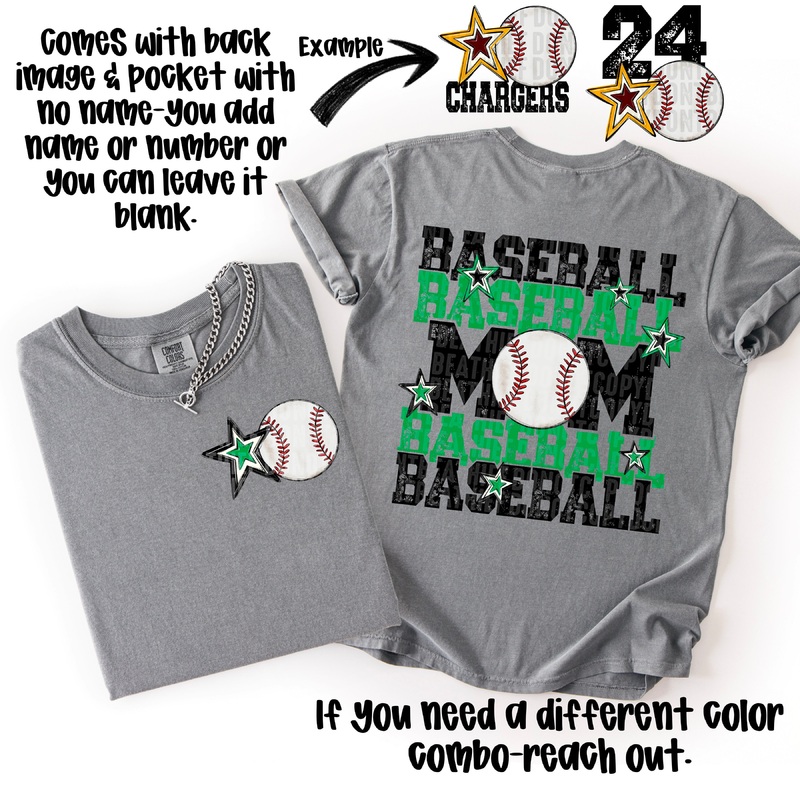 BASEBALL MOM KELLY GREEN AND BLACK