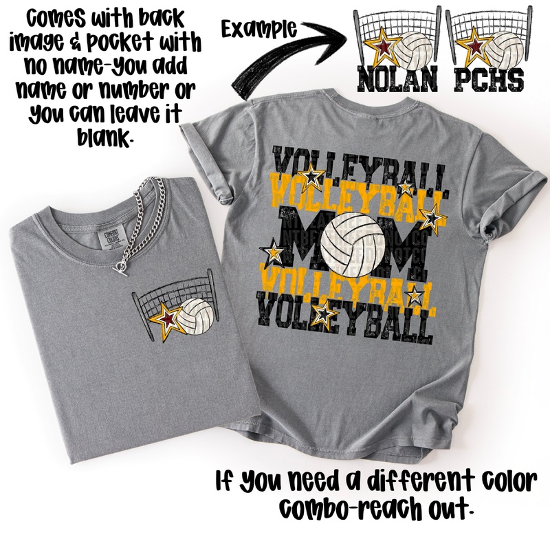 VOLLEYBALL MOM BLACK YELLOW GOLD
