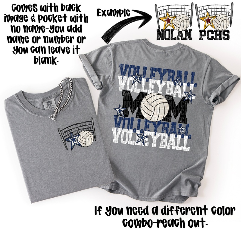 VOLLEYBALL MOM NAVY WHITE|Adult 11″(11.00in x 10.73in)|Adult 12″(12.00in x 11.71in)