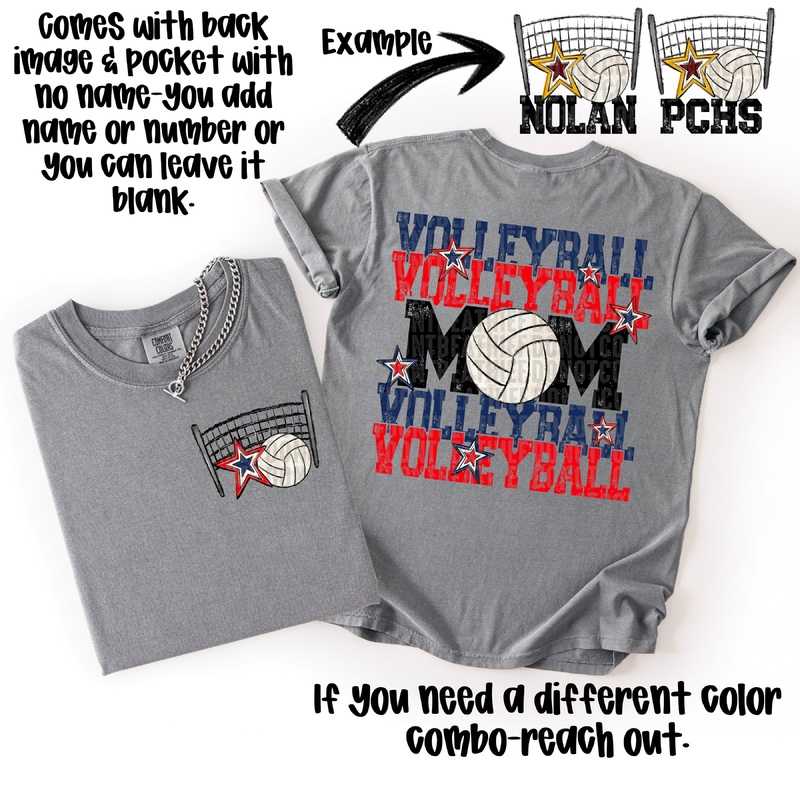 VOLLEYBALL MOM NAVYRED|Adult 11″(11.00in x 10.73in)|Adult 12″(12.00in x 11.71in)