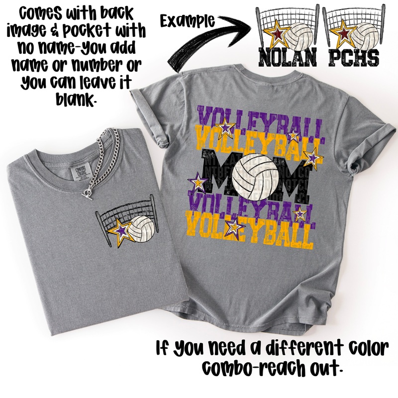 VOLLEYBALL MOM PURPLE YELLOW GOLD