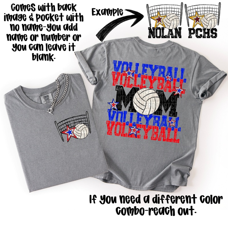 VOLLEYBALL MOM RED ROYAL|Adult 11″(11.00in x 10.73in)|Adult 12″(12.00in x 11.71in)