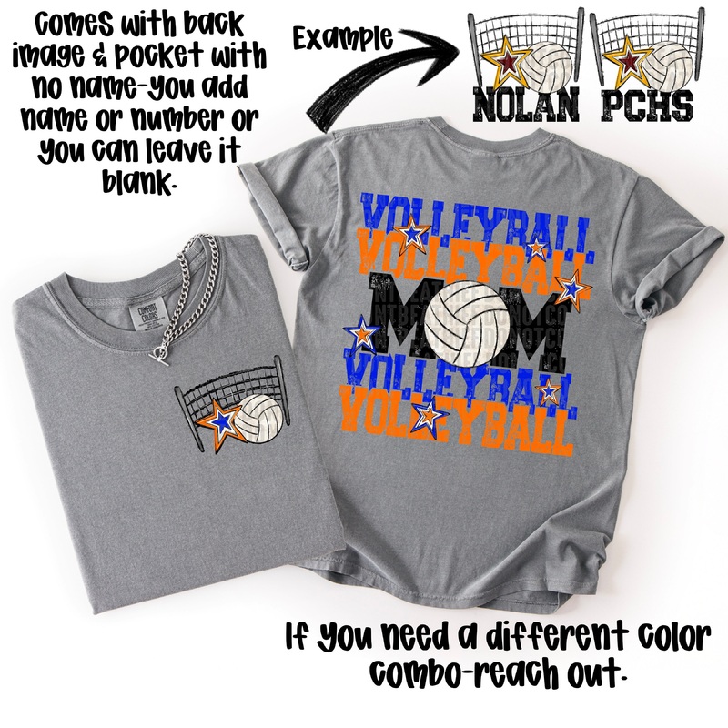 VOLLEYBALL MOM ROYAL ORANGE|Adult 11″(11.00in x 10.73in)|Adult 12″(12.00in x 11.71in)