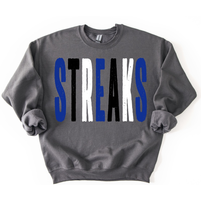 STREAKS ROYAL BLUE BLACK AND WHITE OVERISIZED GRUNGE MASCOT