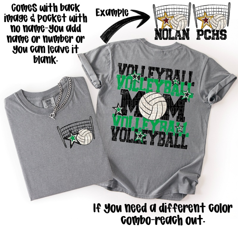 VOLLEYBALL MOM BLACK KELLY GREEN POCKET