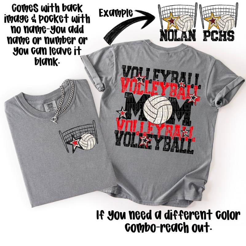 VOLLEYBALL MOM BLACK RED|Adult 11″(11.00in x 10.73in)|Adult 12″(12.00in x 11.71in)