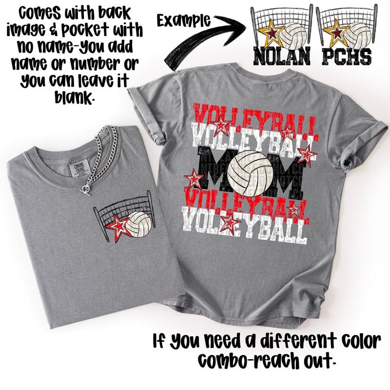 VOLLEYBALL MOM RED WHITE|Adult 11″(11.00in x 10.73in)|Adult 12″(12.00in x 11.71in)