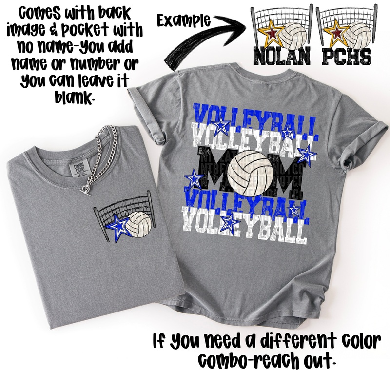 VOLLEYBALL MOM ROYAL WHITE|Adult 11″(11.00in x 10.73in)|Adult 12″(12.00in x 11.71in)