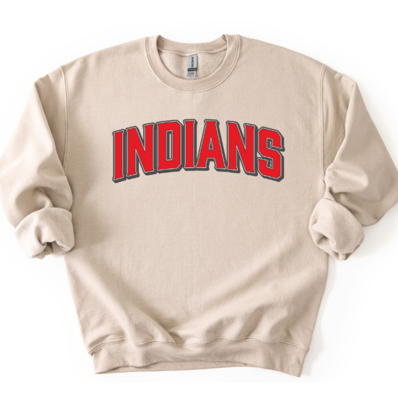 VINTAGE MASCOT RED INDIANS|Pocket 4″(4.00in x 1.49in)|Infant 6″(6.00in x 2.23in)|Toddler 7″(7.00in x 2.60in)|Youth 8.5″(8.50in x 3.16in)|Adult 11″(11.00in x 4.08in)|Adult 12″(12.00in x 4.46in)