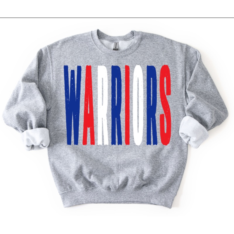 WARRIORS ROYAL RED AND WHITE OVERSIZED GRUNGE MASCOT