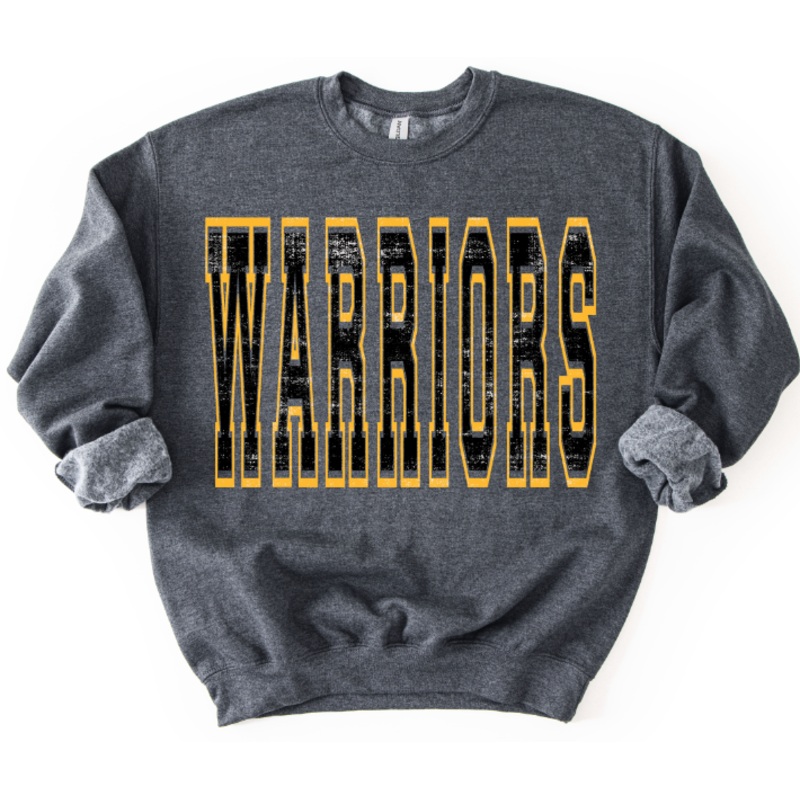 WARRIORS BLACK AND YELLOW GOLD VARSITY STYLE