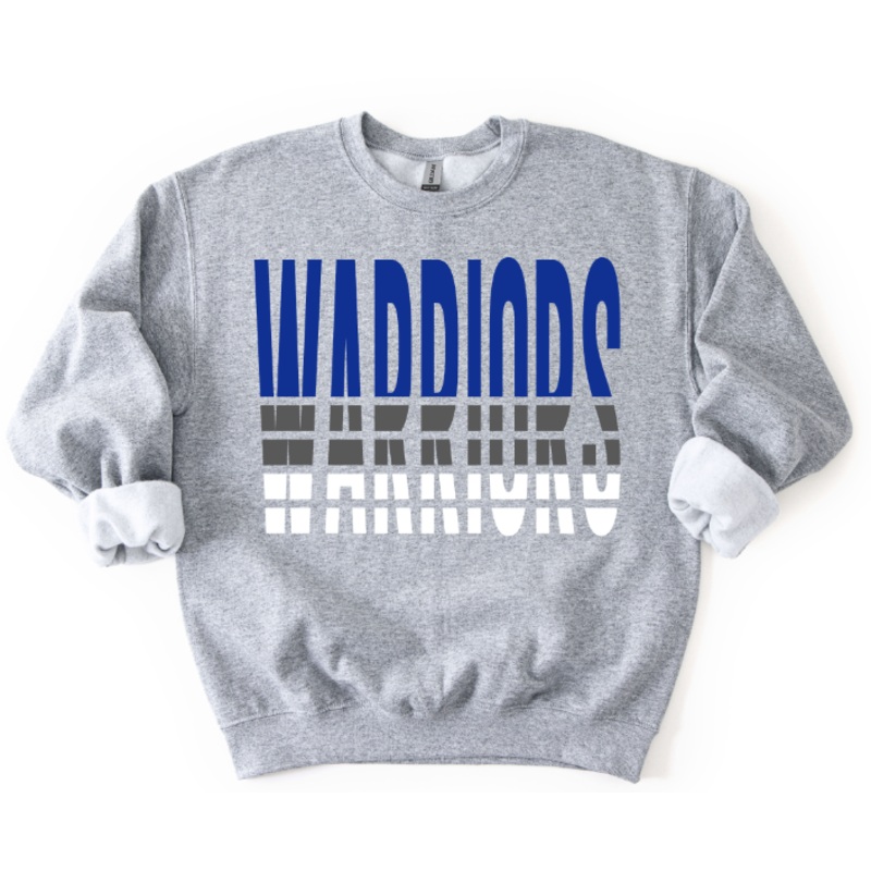 WARRIORS SPLIT VARSITY ROYAL GRAY AND WHITE