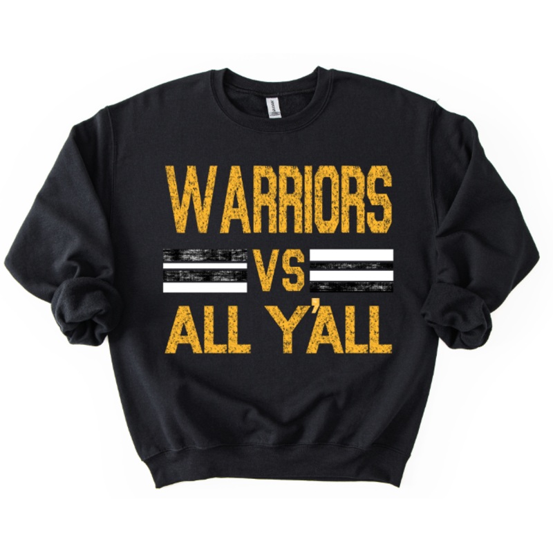 WARRIORS VS ALL YALL YELLOW GOLD BLACK AND WHITE