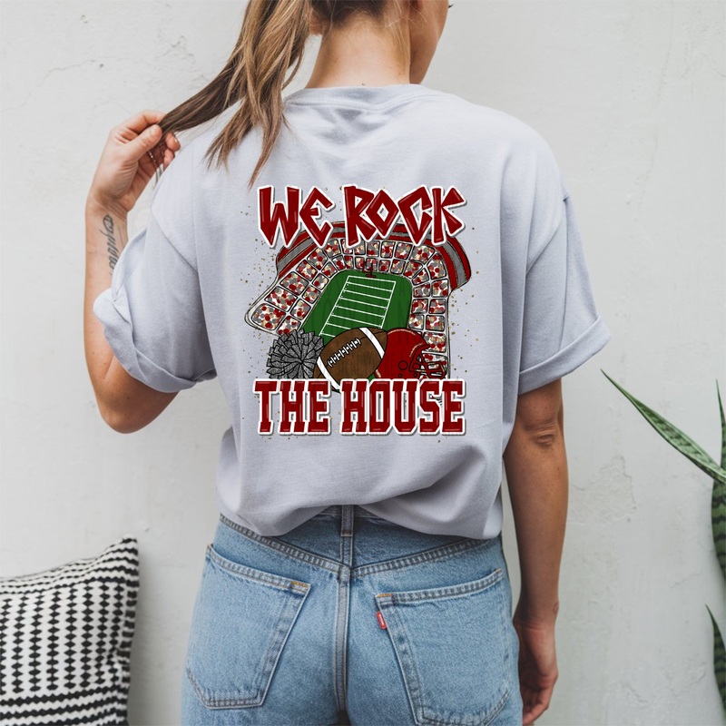 WE ROCK THE HOUSE MAROON GREY|Pocket 4″(3.65in x 4.00in)|Infant 6″(5.48in x 6.00in)|Toddler 7″(6.39in x 7.00in)|Youth 8.5″(7.76in x 8.50in)|Adult 11″(10.04in x 11.00in)|Adult 12″(10.95in x 12.00in)