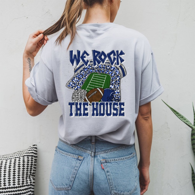 WE ROCK THE HOUSE NAVY SILVER|Infant 6″(5.48in x 6.00in)|Toddler 7″(6.39in x 7.00in)|Youth 8.5″(7.76in x 8.50in)|Adult 11″(10.04in x 11.00in)|Adult 12″(10.95in x 12.00in)|Oversized 15″ MAX(13.69in x 15.00in)