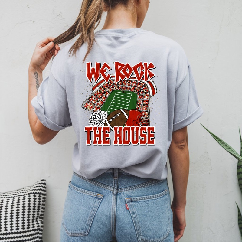 WE ROCK THE HOUSE RED WHITE|Pocket 4″(3.65in x 4.00in)|Infant 6″(5.48in x 6.00in)|Toddler 7″(6.39in x 7.00in)|Youth 8.5″(7.76in x 8.50in)|Adult 11″(10.04in x 11.00in)|Adult 12″(10.95in x 12.00in)