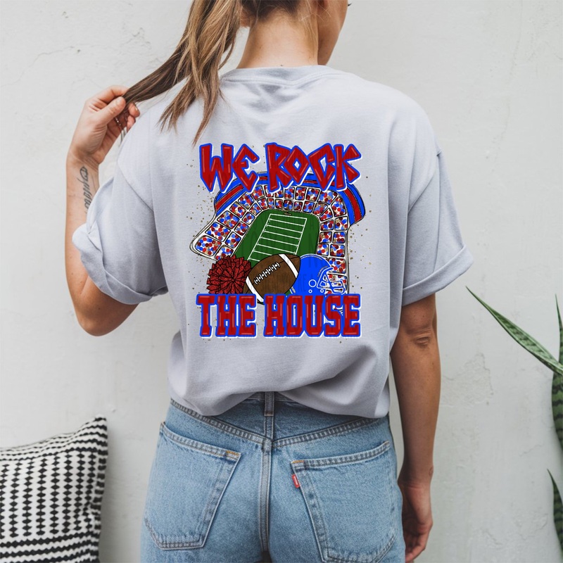 WE ROCK THE HOUSE ROYAL RED|Pocket 4″(3.65in x 4.00in)|Infant 6″(5.48in x 6.00in)|Toddler 7″(6.39in x 7.00in)|Youth 8.5″(7.76in x 8.50in)|Adult 11″(10.04in x 11.00in)|Adult 12″(10.95in x 12.00in)