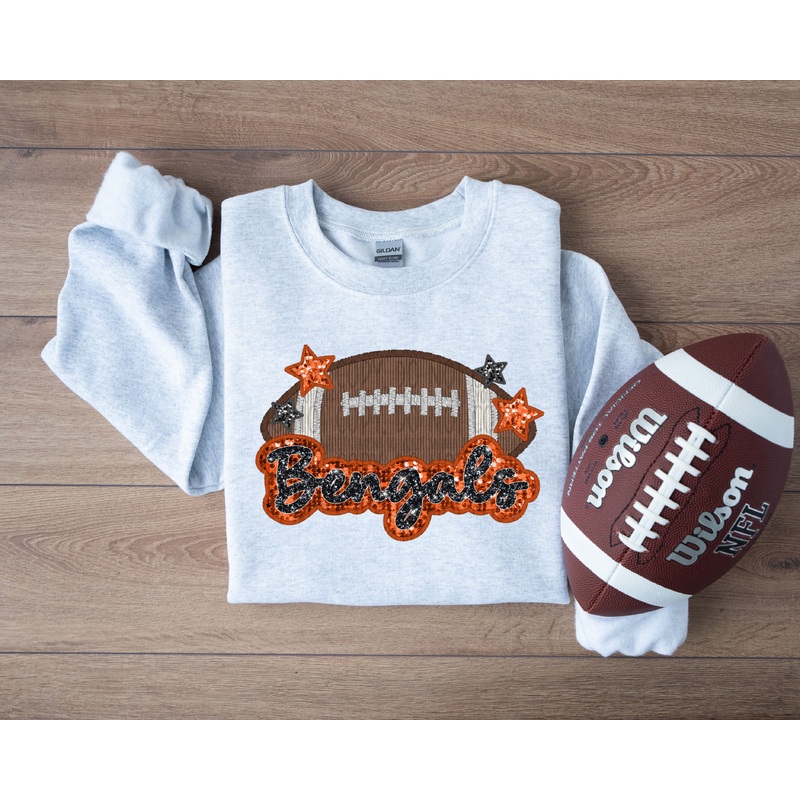 BENGALS FOOTBALL FAUX APPLIQUE
