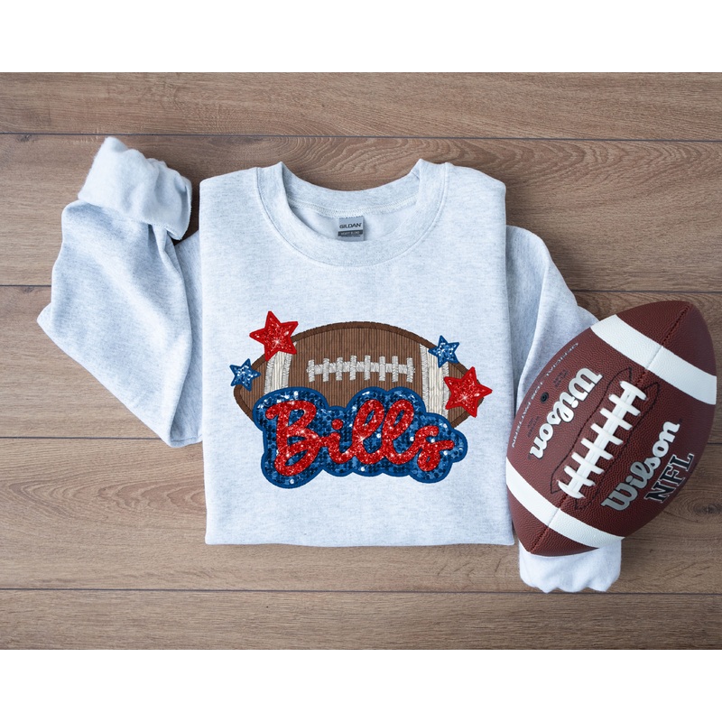 BILLS FOOTBALL FAUX APPLIQUE|Youth 8.5″(8.50in x 5.75in)|Adult 11″(11.00in x 7.44in)|Adult 12″(12.00in x 8.12in)