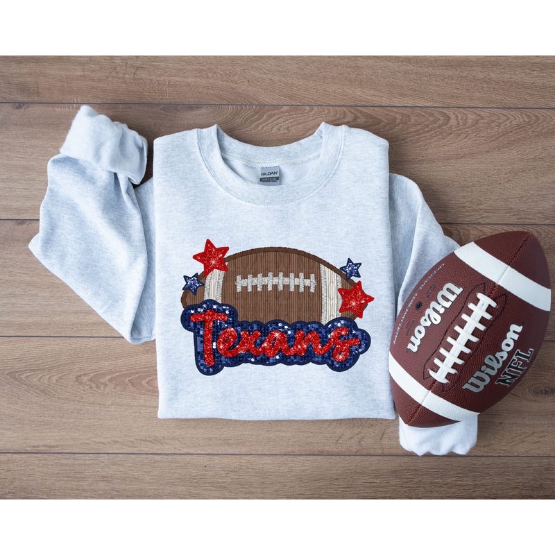 TEXANS FOOTBALL FAUX APPLIQUE|Youth 8.5″(8.50in x 6.00in)|Adult 11″(11.00in x 7.77in)|Adult 12″(12.00in x 8.48in)