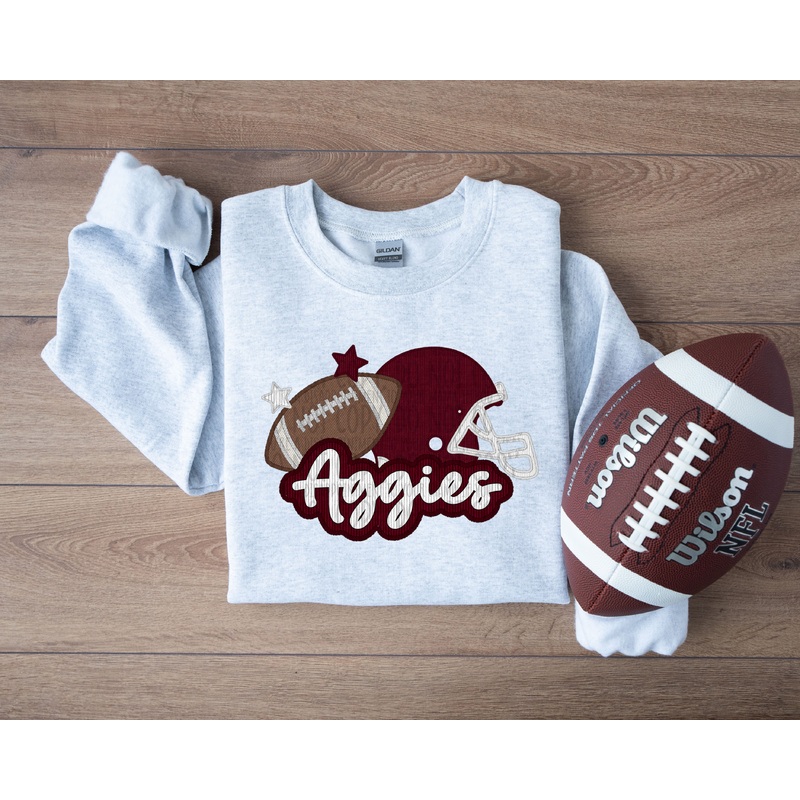 TEXAS AGGIES HELMET AND FOOTBALL FAUX APPLIQUE