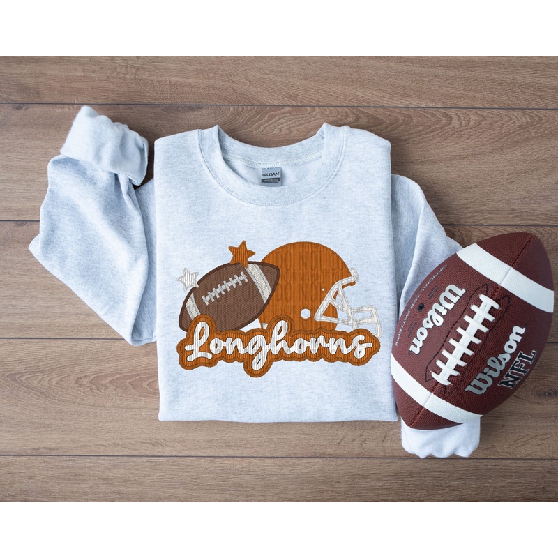 TEXAS LONGHORNS HELMET AND FOOTBALL FAUX APPLIQUE