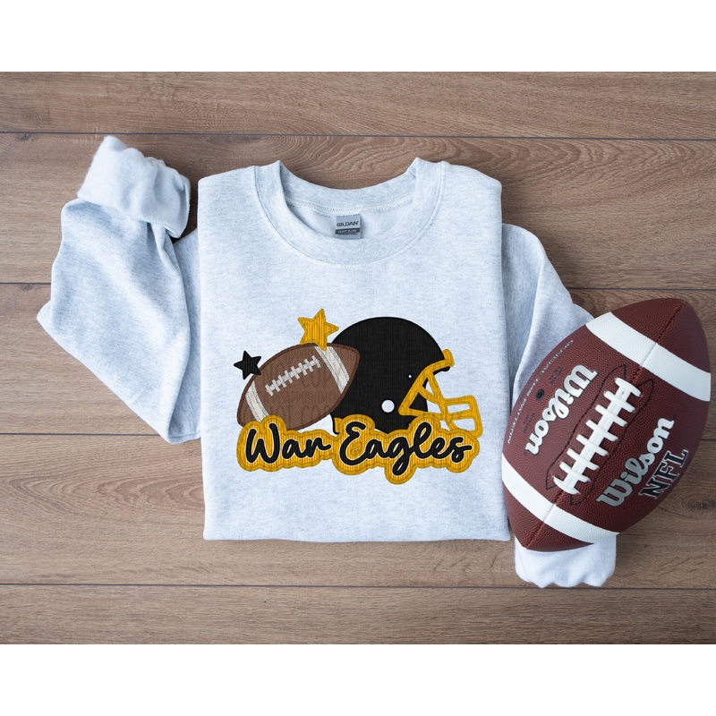 WAR EAGLES HELMET AND FOOTBALL FAUX APPLIQUE