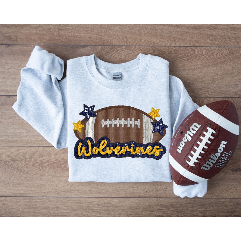 WOLVERINES FOOTBALL FAUX APPLIQUE