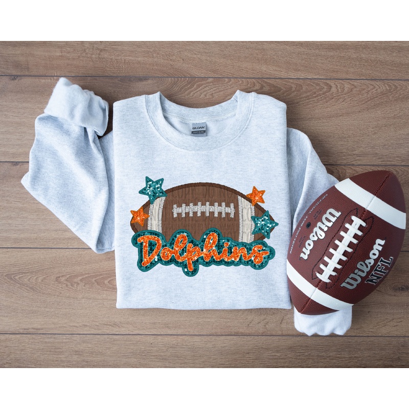 DOLPHINS FOOTBALL FAUX APPLIQUE