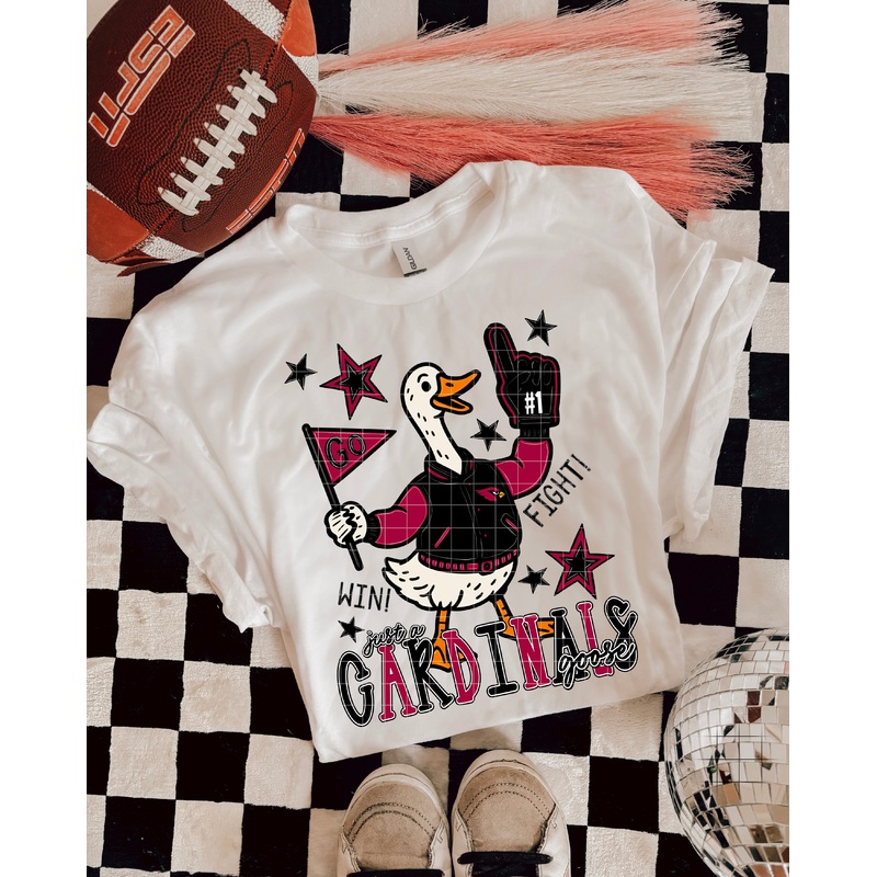 A CARDINAL GOOSE|Infant 6″(4.79in x 6.00in)|Toddler 7″(5.59in x 7.00in)|Youth 8.5″(6.78in x 8.50in)|Adult 11″(8.78in x 11.00in)|Adult 12″(9.57in x 12.00in)