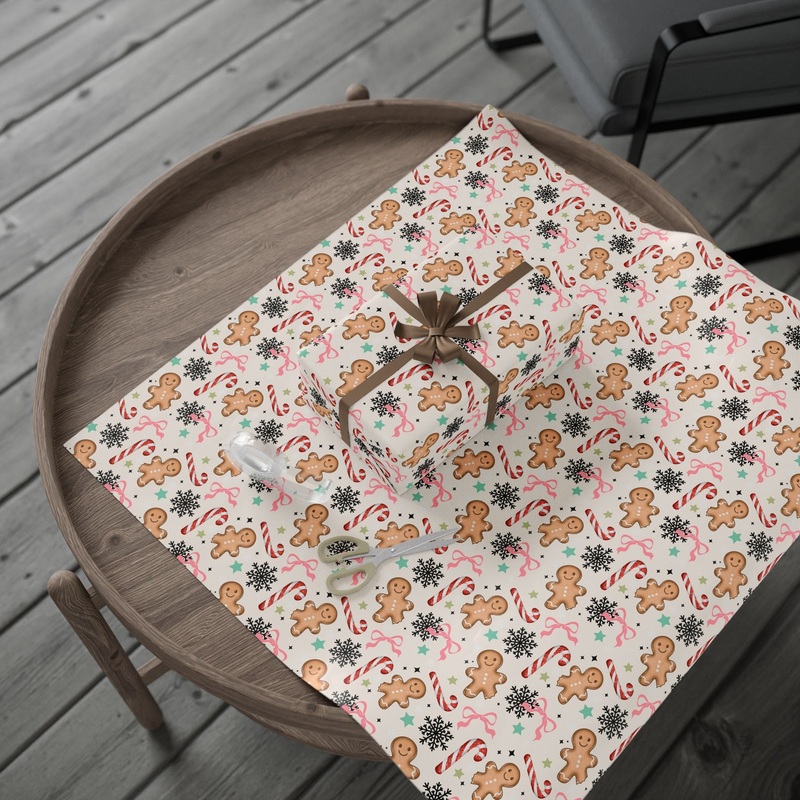 Gingerbread Candy Cane Seamless Wrapping Paper