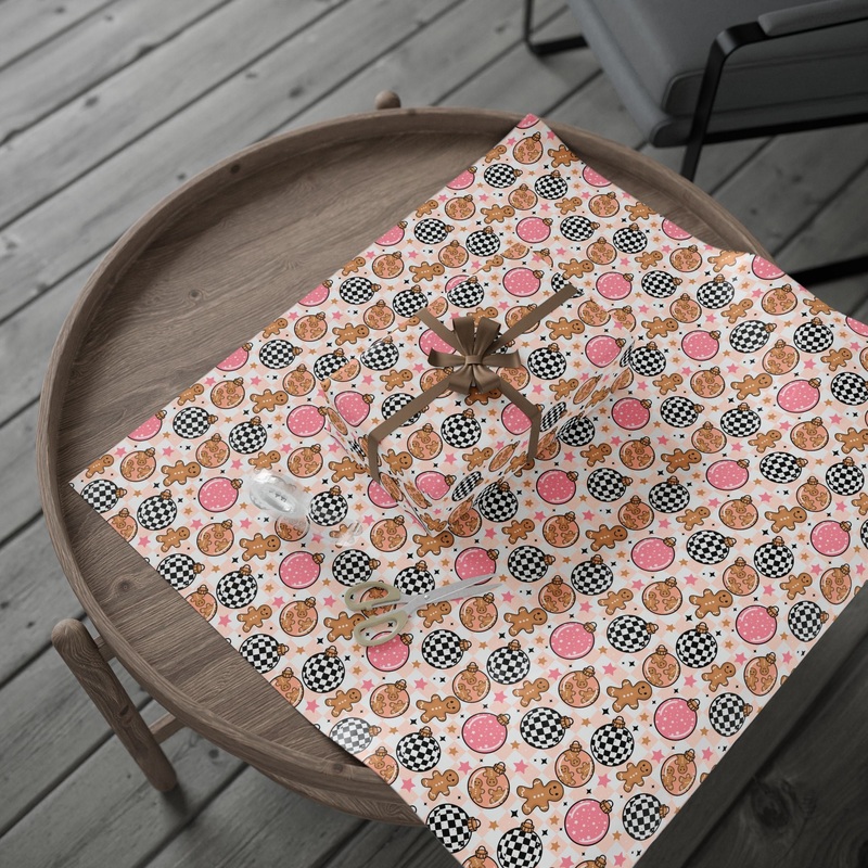 Girl Ornaments Wrapping Paper|30″ x 36″|30″ x 72″|30″ x 180″|Glossy|Matte