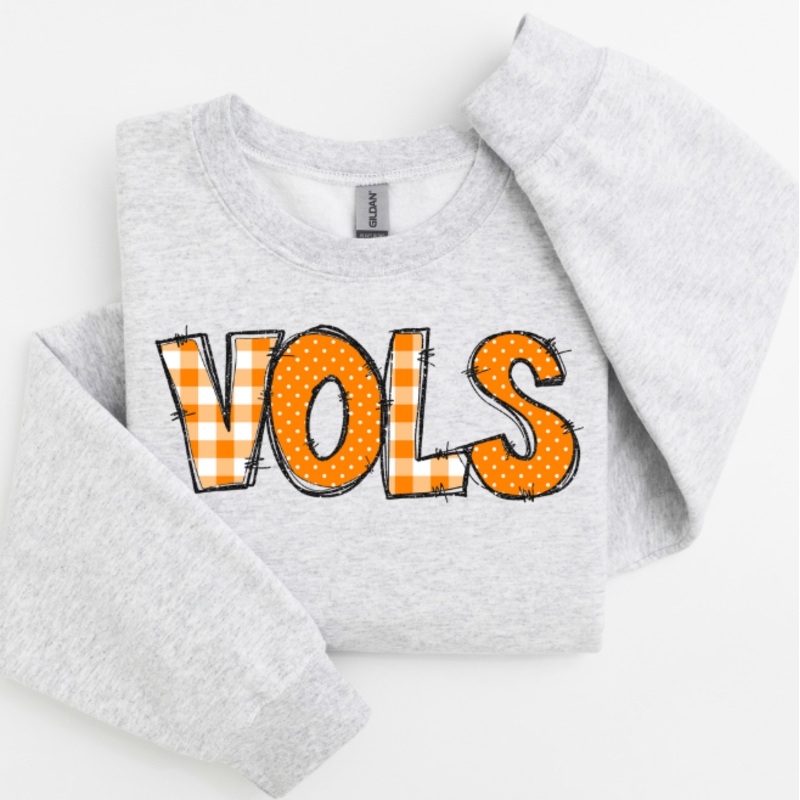 VOLS DOODLE GINGHAM DOTS & GLITTER ORANGE WHITE