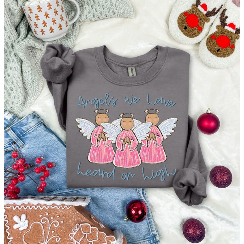 ANGELS WE HAVE HEARD ON HIGH|Infant 6″(6.00in x 5.20in)|Toddler 7″(7.00in x 6.06in)|Youth 8.5″(8.50in x 7.36in)|Adult 11″(11.00in x 9.52in)|Adult 12″(12.00in x 10.39in)