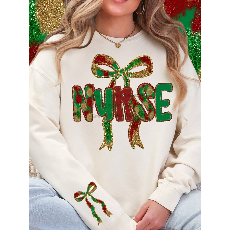 NURSE CHRISTMAS BOW|Adult 11″(11.00in x 10.57in)|Adult 12″(12.00in x 11.53in)