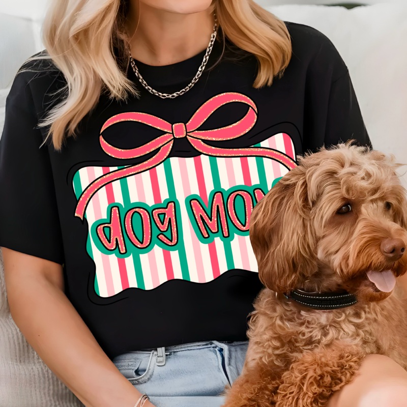 DOG MOM STRIPES|Youth 8.5″(8.50in x 6.80in)|Adult 11″(11.00in x 8.80in)|Adult 12″(12.00in x 9.60in)