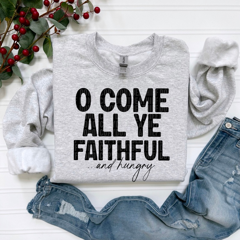 O COME ALL YE FAITHFUL|Pocket 4″(4.00in x 3.91in)|Infant 6″(6.00in x 5.87in)|Toddler 7″(7.00in x 6.85in)|Youth 8.5″(8.50in x 8.32in)|Adult 11″(11.00in x 10.76in)|Adult 12″(12.00in x 11.74in)